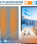 Magnetic Thermal Insulated Door Curtain Fits 32 X 80 Inch Door Curtain Size 34 X 82 Inches Five Layer Oxford and Cotton Cover Insulation for Winter Doorways Attics Keeps Cold Air Out Grey shown in living room blocking cold weather