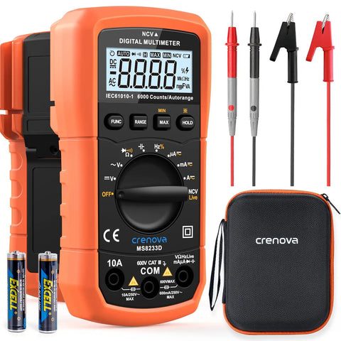Digital Multimeter 6000 Counts With DC And AC Voltage And Current Resistance Capacitance Frequency Duty Cycle Continuity