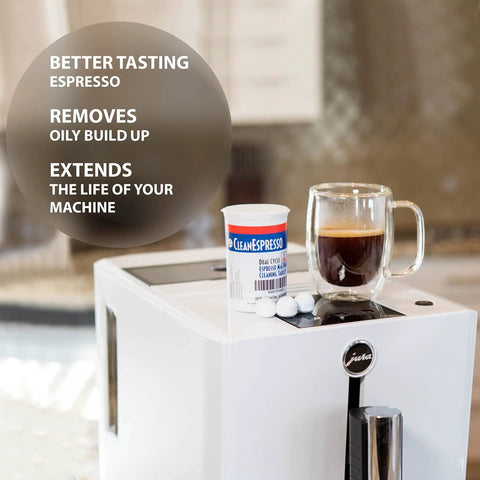Dual Cycle Cleaning Tablets For Jura Coffee Machines 3.5g Each Espresso Machine Cleaner And Descaler 25 Count Pack on machine