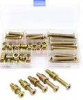 Must Have 25 Sets Threaded Insert Nuts And Bolt Kit For Furniture, 5/16-18 X 15mm Threaded Inserts And Hex Socket Furniture Barrel Bolts