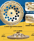 Heavy Duty 7 Inch Diamond Grinding Wheels For Concrete Masonry Leveling And Coating Removal With 24 Double Row Segments display