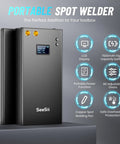 Image of Super Practical Portable Spot Welder with upgraded LCD screen display, showing 80 adjustable gears and portable design.