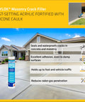 Masonry Crack Filler Seals And Waterproofs Cracks In Concrete, Masonry, Walls And Floors, Fast Setting And Paintable In One Hour