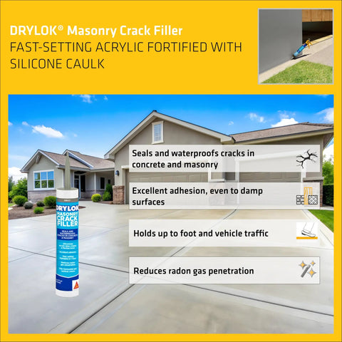 Masonry Crack Filler Seals And Waterproofs Cracks In Concrete, Masonry, Walls And Floors, Fast Setting And Paintable In One Hour