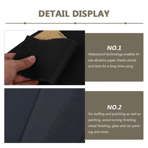 Dope 45 Sheet Wet Dry Sandpaper Set Ranging 120 To 5000 Grit for wood and auto polishing, waterproof, tear-proof design.