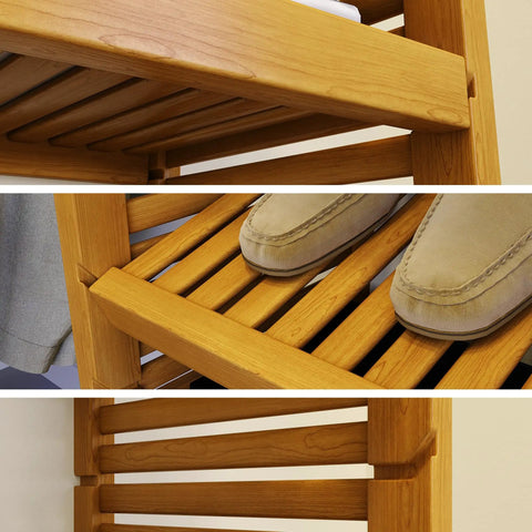 Heavy Duty Wall Mounted Wood Closet Organizer With Shelves And Four Deep Drawers Featuring Smooth Soft Close Glides Plus Hanging Rods For Walk In Storage In Honey Maple Finish Is Seriously Slick