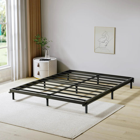 Queen Size 2 Inch Low Profile Bunkie Board With Reinforced Steel Slats And Durable Fabric Cover For Memory Foam Or Innerspring Mattresses Hella Sturdy No Fuss Setup Bedroom Glow Up against a minimalistic background.