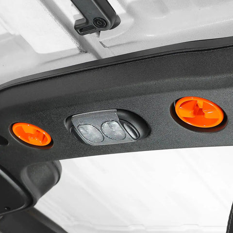 Orange Roof Top Mounting Knob Screw Decoration Cover For Jeep Wrangler JK JKU 2007 2018 interior installed view