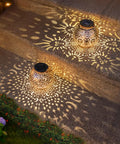 Two Pack Solar Lanterns Outdoor Waterproof Bronze Moon Star Sun Design Lights For Balcony And Yard Creates Cozy Romantic Vibes