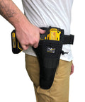 AIMS Large Drill Holster for Right Handed Pros Handcrafted in the USA from 1000D Cordura Nylon, worn on belt, holding drill
