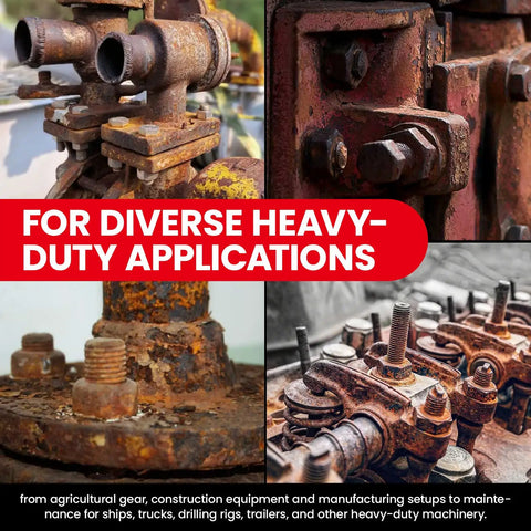 Rusty machinery joints needing the Grease Fitting Cleaning Tool For Quick Clog Removal With Penetrating Fluid And Hydraulic Flush