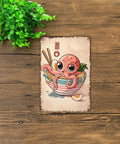 Funny Vintage Metal Sign Octopus In Ramen Bowl Illustration Tin Wall Art 8x12 Inches For Home Kitchen Office Garage Decor