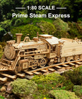 1:18 Scale Steam Train Model With Carriage 3D Wooden Puzzle For Adults DIY Mechanical Vehicle Kit on track