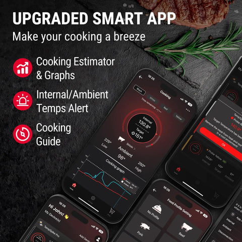 App interface of Upgraded Wireless Meat Thermometer With Rechargeable Probe, Bluetooth BBQ Thermometer on smartphone