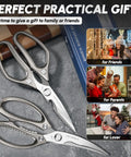 Heavy Duty Kitchen Shears Set For All Purpose Cutting And Food Prep Ultra Sharp Meat Scissors For Poultry Herbs And More Game Changer For Spatchcocking A Turkey And Holiday Cooking Durable Kitchen Tool Gift Ready, stainless steel 2-pack