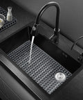 Sink Protector Mat 28.6 x 14.5 Inches, Heat-Resistant Silicone Folding Non-Slip Pad for Stainless Steel Sinks With Right Drain