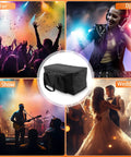 Waterproof Par Light Bag For Four Par Spotlight Lights in center, with event scenes: bar, DJ, live show, and wedding backdrop.