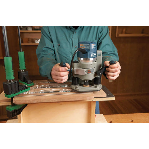 Straight Shooting Three In One Handle Router Template For Smooth Cutting Boards And Killer Charcuterie Sets With Zero Headache Goblet Or Curved Handles Crafted From Heavy Duty Clear Acrylic Shaping Jig in use with router.