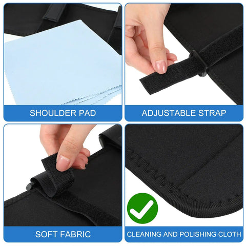 Two Pack Sousaphone Shoulder Pads Non Slip Padding With Hook And Loop Fasteners And Cleaning Cloths For Pain Relief Fatigue Reduction And All Day Comfort During Long Rehearsals And Gigs, adjustable strap close-up