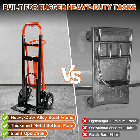 Comparison of 4 In 1 Convertible Hand Truck Heavy Duty Alloy Steel Folding Dolly Cart with Wheels to aluminum hand truck