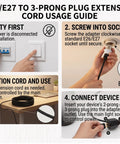 Outdoor Motion Sensor Light Socket To Outlet Adapter With About 3 Ft Extension Cord E26 Screw Base IP44 Waterproof Auto Detect PIR Switch Turns Porch Lights On When Motion Is Detected And Off When No Movement. usage guide for E26/E27 socket adapter with 3 ft cord