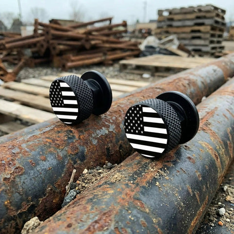 Aluminum Welding Helmet Pipeliner Fasteners 1 Pair Black USA Flag Pattern Replacement Screws For Flip Hood Armor Anti Rust
