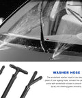 Dead Straight Four Meter Windshield Washer Hose Kit With Twelve Secure Gaskets And Tough Rubber Wiper Fluid Tubing That Handles Daily Spraying Without Any Drama For Stress Free Auto Upkeep spraying water on windshield with nozzle detail