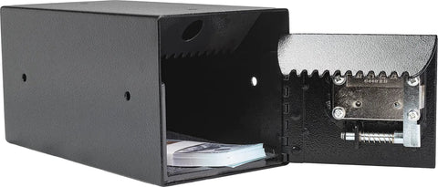Open Double Key Lock Depository Safe With Drop Slot For Cash And Valuables, Steel Construction, Anti Fishing Baffle, Black Finish