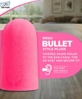 Sleep Pretty In Pink Earplugs For Light Sleepers, Petite Size PU Foam With NRR 32, pink earplug close-up showing tapered shape
