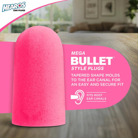 Sleep Pretty In Pink Earplugs For Light Sleepers, Petite Size PU Foam With NRR 32, pink earplug close-up showing tapered shape