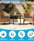 Patio Chair Cushions Set Of 2 19 By 19 By 3 Inch Waterproof Outdoor Seat Cushions With Adjustable Straps And Handles Fade Resistant For Garden Patio Beach Grey on rattan chairs around table