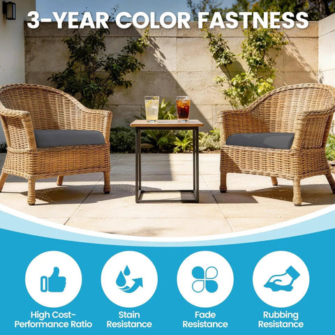 Patio Chair Cushions Set Of 2 19 By 19 By 3 Inch Waterproof Outdoor Seat Cushions With Adjustable Straps And Handles Fade Resistant For Garden Patio Beach Grey on rattan chairs around table