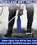 Blue DaduoRi 2-1/2 in pro core drill bit with water-injection adapter and hose kit, side view