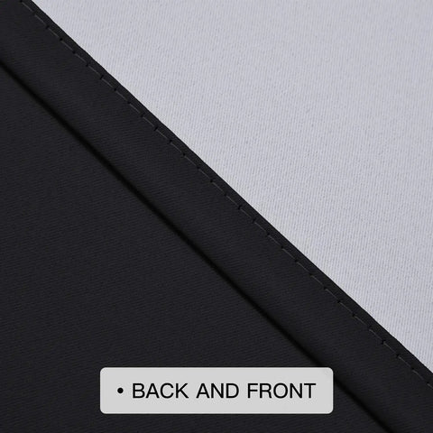 Back and front view of Gradient Blackout Curtains 52x63 Inch Two Panel Set Thermal Insulated Light Blocking Drapes For Bedroom And Living Room Black To Grey Ombre Dope Cozy Vibe showing fabric texture.