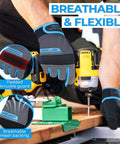 Heavy Duty Work Gloves For Men And Women, Utility Safety Mechanic Gloves with Touchscreen Fingertips, Medium, showing padded knuckles.