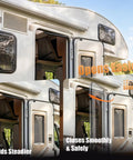 Heavy Duty Gas Struts 21.4 Inch 2 Pack 25 Lb Lift Supports For Rv Doors, showing smooth operation at RV entrance.