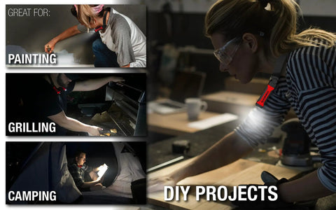 Anywear Neck Light For Hands Free Lighting With Four Modes From 50 To 200 Lumens Rugged Red And Black Gear for DIY projects