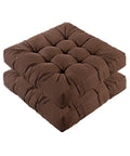 Meditation Floor Cushions Set Of 2 Comfy Thickened Memory Foam Pillows For Adults Large 22 By 22 Inch Square Seat Cushions For Tatami Living Room And Yoga With Back Support Pain Relief And Cozy Brown, stacked brown tufted cushions
