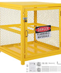 Heavy Duty Hazardous Material Storage Cabinet for Propane Tanks with Lock and Guardrails, two-tier yellow metal design