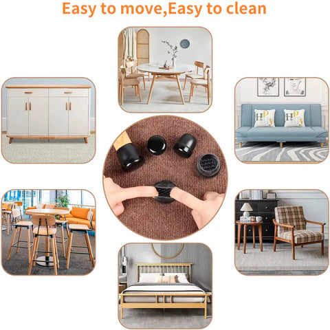 Chair Sliders For Carpet And Hardwood Floors, 16 Pack Round Furniture Glide Pads shown on various furniture for easy movement