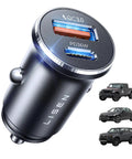Top Shelf 69W Dual Usb C Cigarette Lighter Car Charger Adapter With Pd 36W And Pps 33W Swift Fast Charge for iPhone and Samsung Galaxy gadgets, showcasing USB ports.
