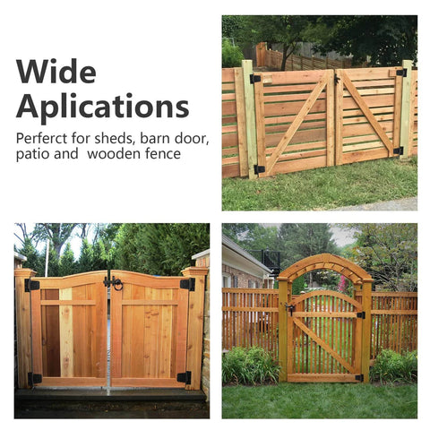 3.5 Inch Black Iron T Strap Gate Hinges Set For Wooden Fences And Barn Swing Doors on various wooden gates outdoors