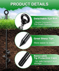 Heavy Duty 30 Inch Ground Anchor Kit For Sheds And Gazebos Screw In Earth Anchors with detachable eye bolt and sharp tips.