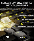 Next Level Wireless RGB Gaming Keyboard With Sleek Aluminum Build And Zero Clutter 99 Percent Layout Providing Crisp Feedback And Stream Deck Integration For A Clean Desk Flex Every True Gamer Swears By featuring Corsair OPX low-profile optical switches.