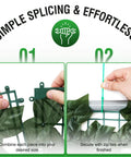 Two steps to install Artificial Ivy Privacy Fence Wall Screen 120 By 40 Inches 12 Pack Of 20 By 20 Inch Panels, using zip ties.