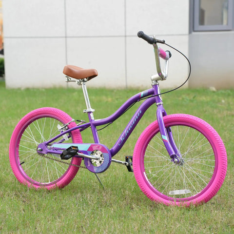 20 Inch Bike Tire Set 2 Pack 2.125 Inch Wide Folding Bead Replacement Tires With Inner Tubes For 20 Inch Bicycles MTB And BMX Magenta Color