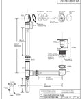 Solid Brass Bathtub Drain Overflow Box With Ball Joint Satin Nickel Finish crafted for heavy use, detailed technical diagram.