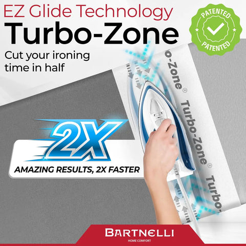 Ironing Board Cover and Pad 54x15 Replacement With Park Zone And Turbo Zone Scorch Resistant showing Turbo Zone feature in use