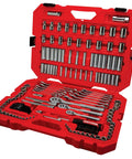 159 Piece Socket Wrench Set with 1/4 3/8 and 1/2 Inch Sockets, 72 Tooth Ratchet, 6 Point and 12 Point, Chrome Finish in Blow Molded Case