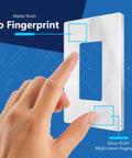 Hand touching Matte White Screwless Decorator Switch Cover 1-Gang Wall Plate Mid Size 4.88 By 3.11 In Thermoplastic UL Listed 1 Pack